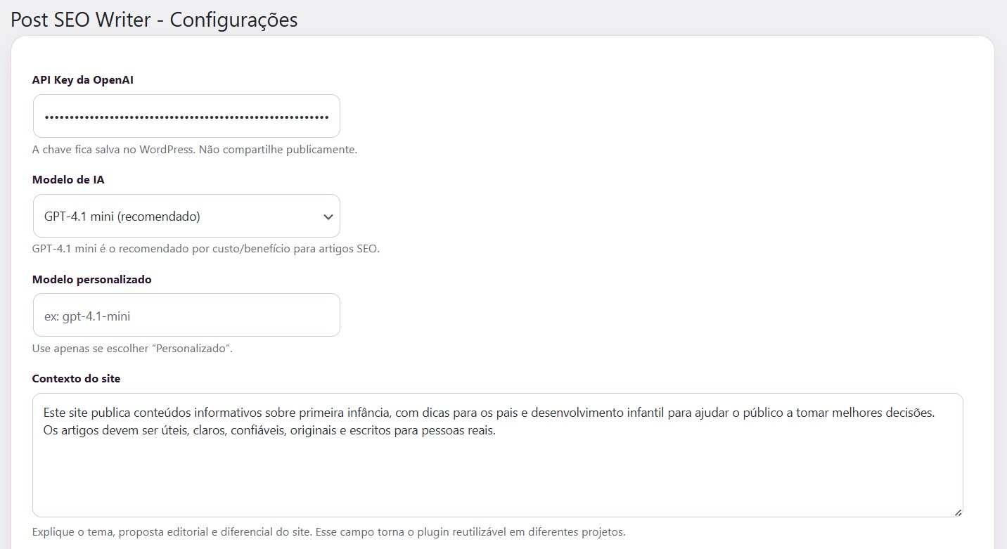 Configuração inicial do artigo